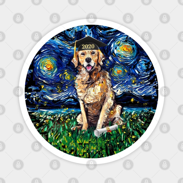 Golden Retriever Night 2020 Graduation splash version Magnet by sagittariusgallery